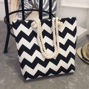 Canvas Boodschappentas - Zomerse Stijl - Zwart