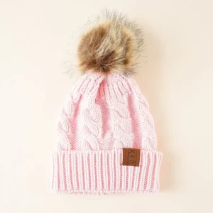 Warme Muts met Pompom - Roze
