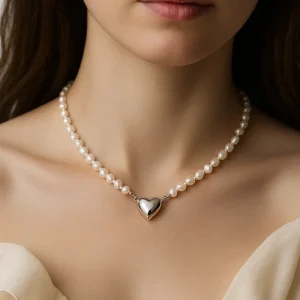 Parelketting met Magnetisch Hart Hanger - Lief Cadeau Sieraad - Parel