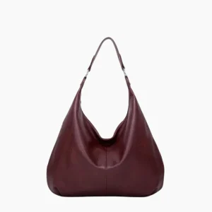 Kaia Vegan Leren Hobo Tas - Wijnrood