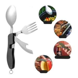 4 in 1 Opvouwbaar Bestek Mini Aluminium - Zwart