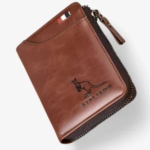 Leather Kangaroo Wallet Leer - Bruin