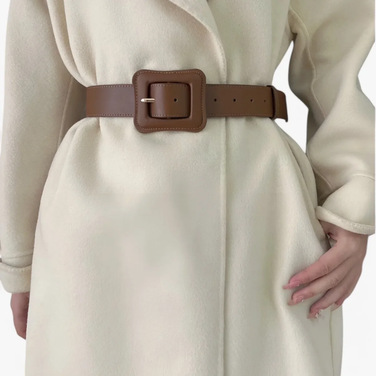 Brede Leren Riem - Tijdloze Vintage Charme - Rood - Afbeelding 4