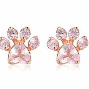 Oorbellen Roségoud - Rozekwarts Kattenpoot - Set van 1 Paar