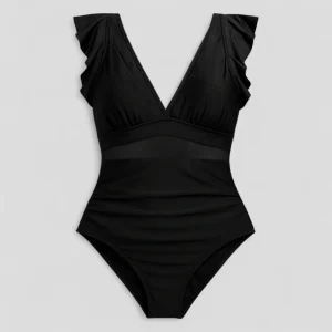 Dames Sexy Badpak met Netdetails - Zwart