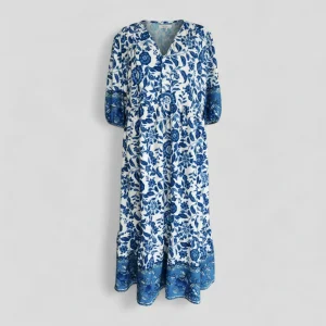 Zomerjurk Dames Blauw - Elegante met Bloemenprint