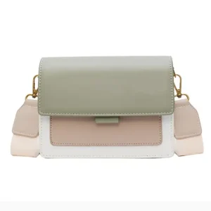 Dames Crossbody-Tas van Groen Leer met Zachte Textuur en Klep Sluiting