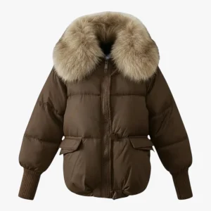 Parka Dames Bruin - Casual Winterparka met Bontkraag
