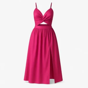 Midi Jurk Dames Wit - Elegante met Dunne Bandjes