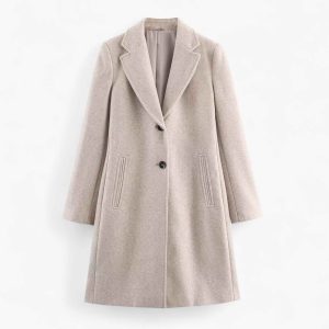 Jas Dames Khaki - Vintage Elegante met Schoudervulling