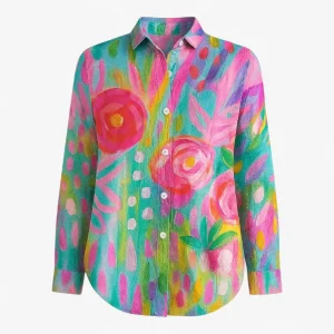 Damesblouse met Unieke Kleurige Print - Roze