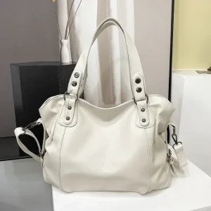 Schoudertas Dames Beige - Leren Hobo- voor