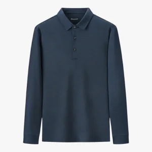 Casual Poloshirt met Lange Mouwen - Marineblauw