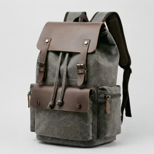 Rugzak Grijs - RetroRider Laptoprugzak van Canvas en Leer
