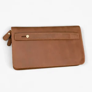 Clutch Heren Bruin - Stijlvolle Lange Leer