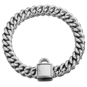 BlingBling - Metalen Honden Ketting - Zilver met Diamand