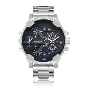 Horloge Heren Zilver-Zwart - Relogio Quartz Herenhorloge