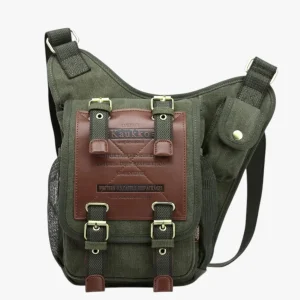 Heren Messenger Tas van Vintage Nylon Praktisch, Lichtgewicht, Altijd bij Jou - Khaki