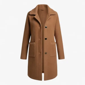 Lange Winterjas voor Dames in Wolmix - Khaki