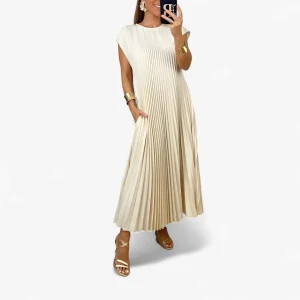 Jurk Dames Beige - Mouwloze Elegante