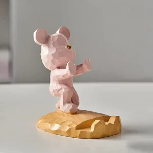 Muistelefoonhouder Dames Roze - Geometrisch Handje Design - Kunststof