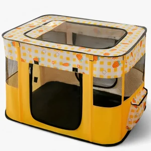Caro Crate - Draagbare Opvouwbare Dierenbox - Geel