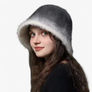 Hoed Blauw - Warme Konijnenbont Vissershoed - Elegante Stijl en Comfort