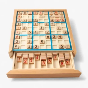 Houten Sudoku Bordspel met Lade - Blauw