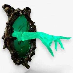 Hars Ghost Hand Plaquette - Spooky Wall Decor - Neongroen