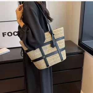 Straw Bag Black - Tas