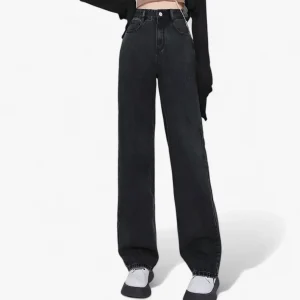 Denim met Wijde Pijpen - Klassieke Pasvorm en Dagelijks Comfort - Zwart