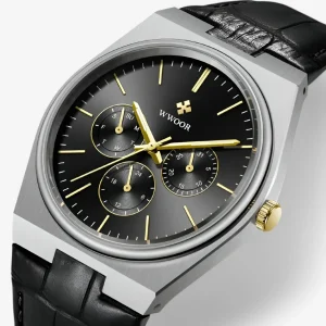 Quartz Horloge van Staal met Saffierglas Heren - Zilver Blauw