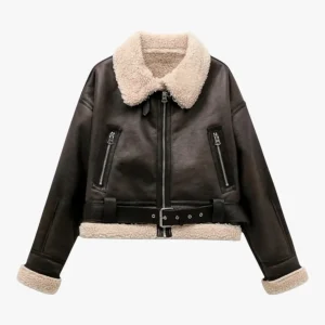 Jas Dames Bruin - Vintage Lange Mouw Jasje