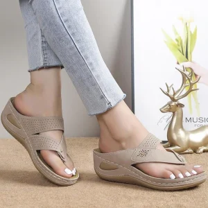 Sandalen Dames Beige - Stijlvolle Strepen - Perfect voor die van Trendy en Elegante Mode Houden