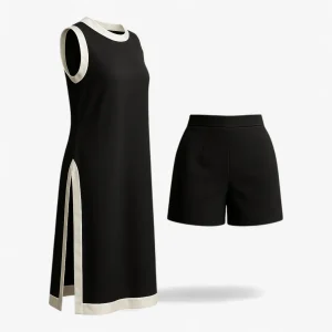 Vrouwen Zomer Set met Boho Kleurblok - Zwart