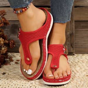 Sandalen Dames Rood - Luxe Lederen - Perfect voor een Verfijnde en Comfortabele Stijl