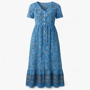 Zomerjurk Dames met Bloemenprint Casual - Blauw