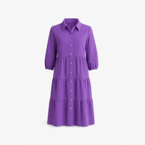 Lange Jurk Dames met Collo A Revers