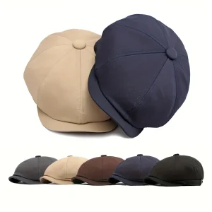Outdoor Hoed Mannelijke Britse Retro Mode Achthoekige Cap Casual Cap Heren - Zwart