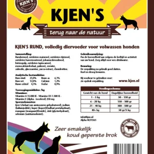 Kjen’s Hondenvoer Rund & Rijst 15 KG