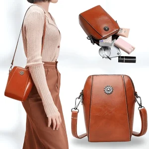 LeatherBag - Tas voor Mobiele Telefoon - Geel