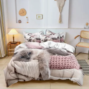 Luxe Layer - 3-delige Set Dekbedovertrek 'Cat Lover' Quilt Duvet Cover Kussensloop