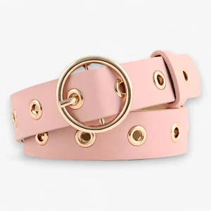 Leren Ceintuur met V Ronde Gesp - Klassiek en Verfijnt - Wit