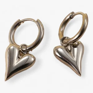 Hart Huggie Hoops - Anti-Aanslag Gouden Charme - Zilver