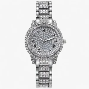 Luxe Horloge met Volledige Diamanten Dames - Elegant en Modieus voor - Zilver