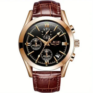 Horloge Roos Goud Zwart - QuartzWatch - Luxueus Militair