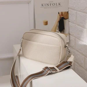 Crossbody Tas Dames Crème - Medium 23cm Imitatieleer - Kunstleer