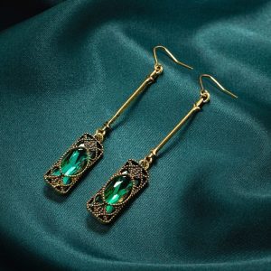 Vintage Emerald Earrings - Unieke Bergkristallen